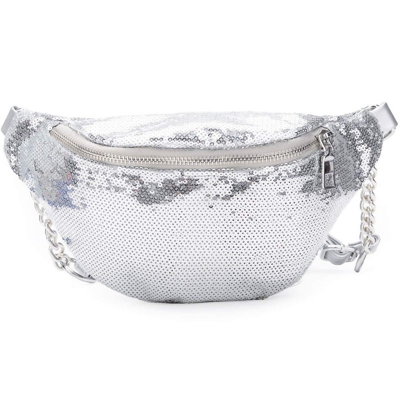 Eilova Bling Sequins Fanny Waist Pack Glitter Shoulder Chest Bag with Adjustable Belt for Women Girl - Image 1